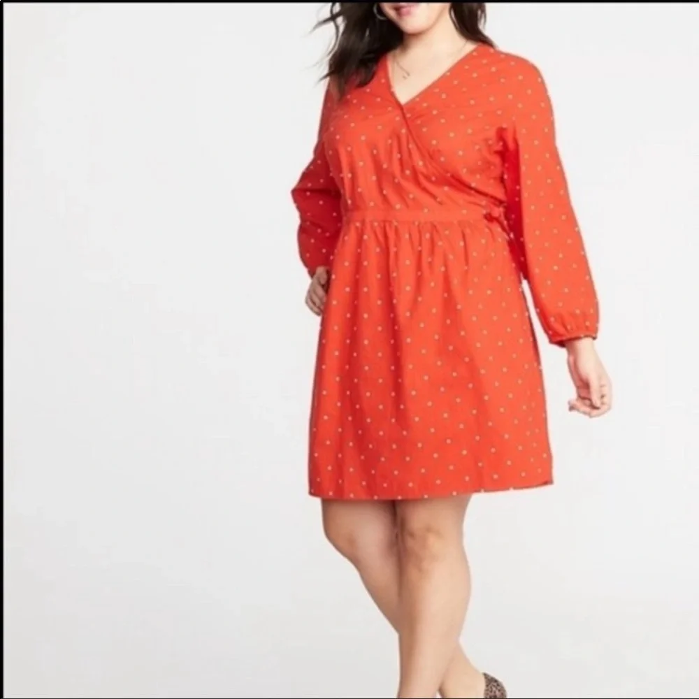 Old Navy Red Floral Wrap Dress Plus Size 3X - Picture 4 of 8